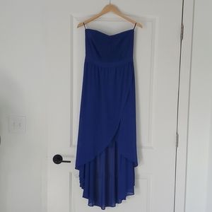 Royal blue strapless high low dress